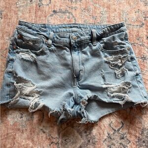 American Eagle Outfitters Light Wash Distressed Denim Shorts